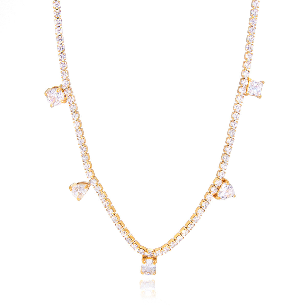 Collana Minimalista Geometrica in Acciaio Titanio con Placcatura in Oro PVD Sottovuoto per Donna, Catena Clavicola in Acciaio Inossidabile