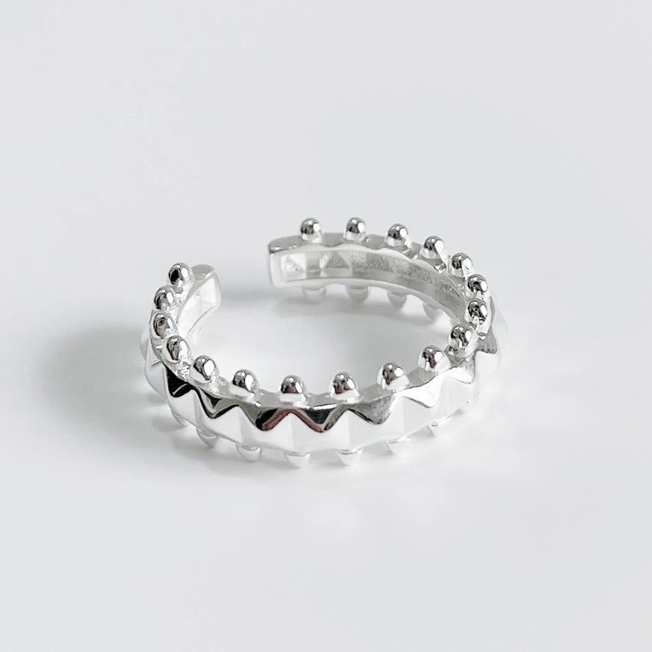 Anello a borchia minimalista da donna in argento sterling 925, stile hip-hop