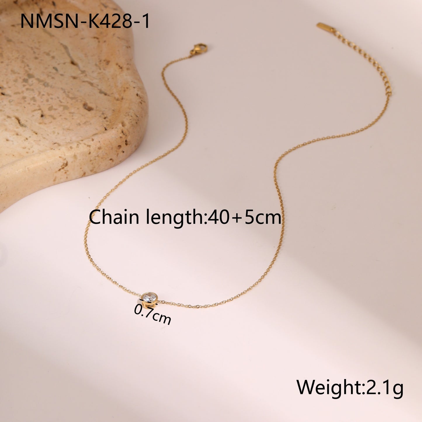 Fashionable Geometric Stainless Steel Necklace with 18K Gold Plating and Zircon Inlay for Women
