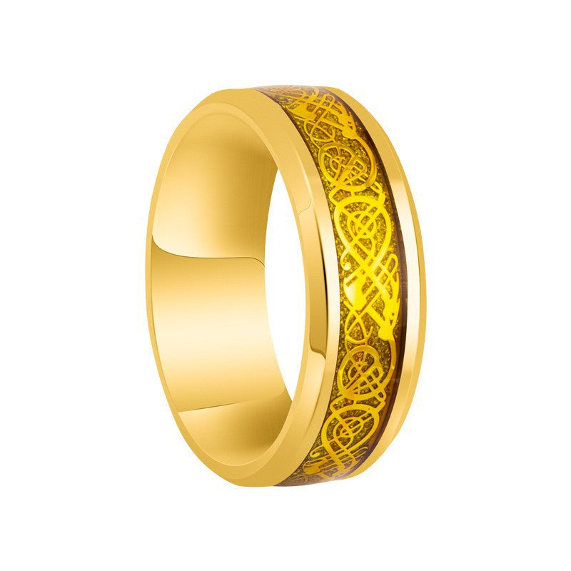 Vintage Geometric Titanium Steel Plated Ring Unisex Stainless Steel Jewelry