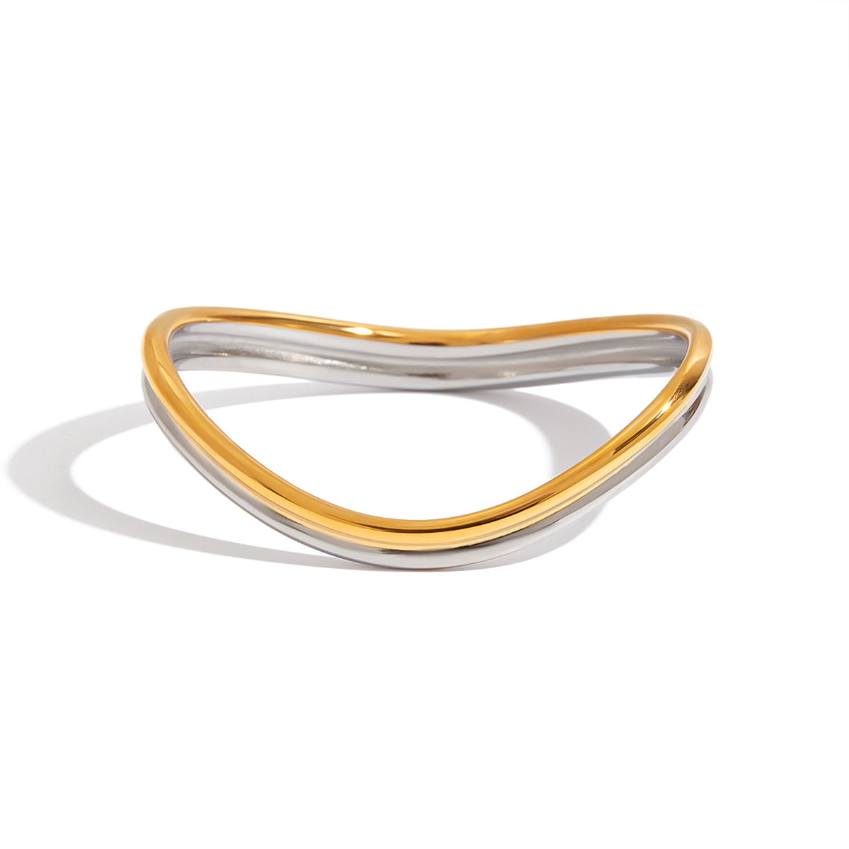 Bracciale da donna in acciaio inossidabile placcato oro 18 carati con motivo geometrico rotondo alla moda