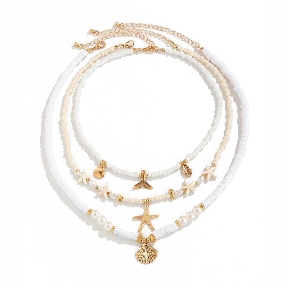 Collana da Donna in Lega con Pendente a Stella e Forme Geometriche, Stile Vacanza, con Nappe