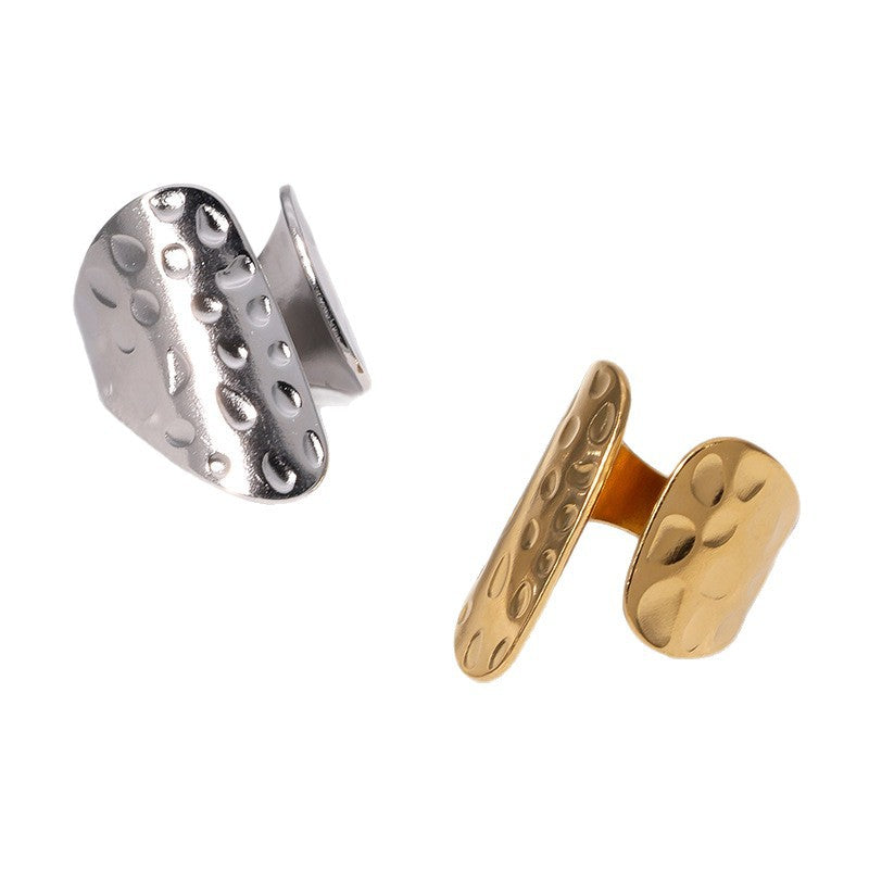 Minimalist Geometric Titanium Steel Ring for Women with Gold Plating Adjustable Open Band Fashion Jewelry