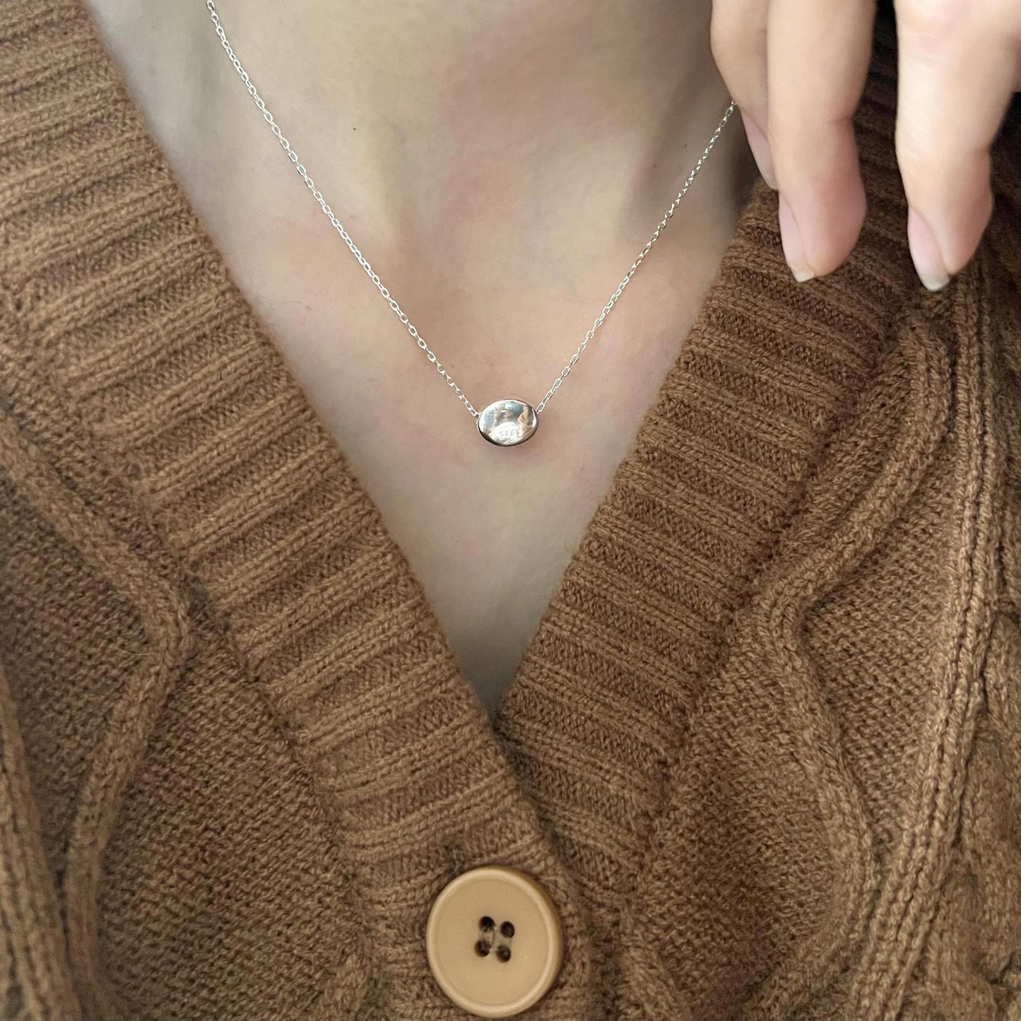 Collar minimalista dulce de plata de ley 925 con lunares geométricos redondos