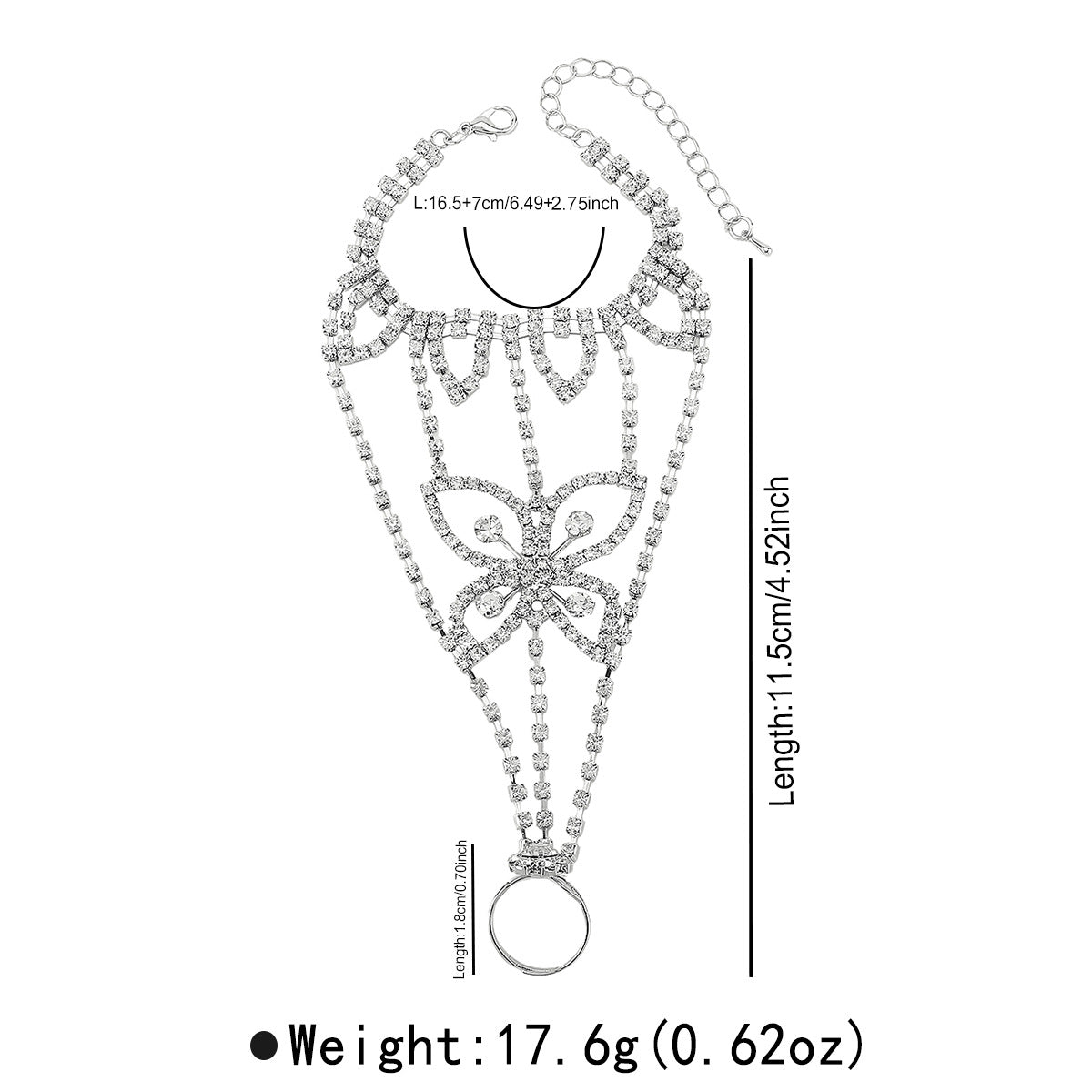 Fashion OL Butterfly-Shaped Rhinestone-Set Hand Chain Bracelet for Women with Animal Motif and Elegant Design