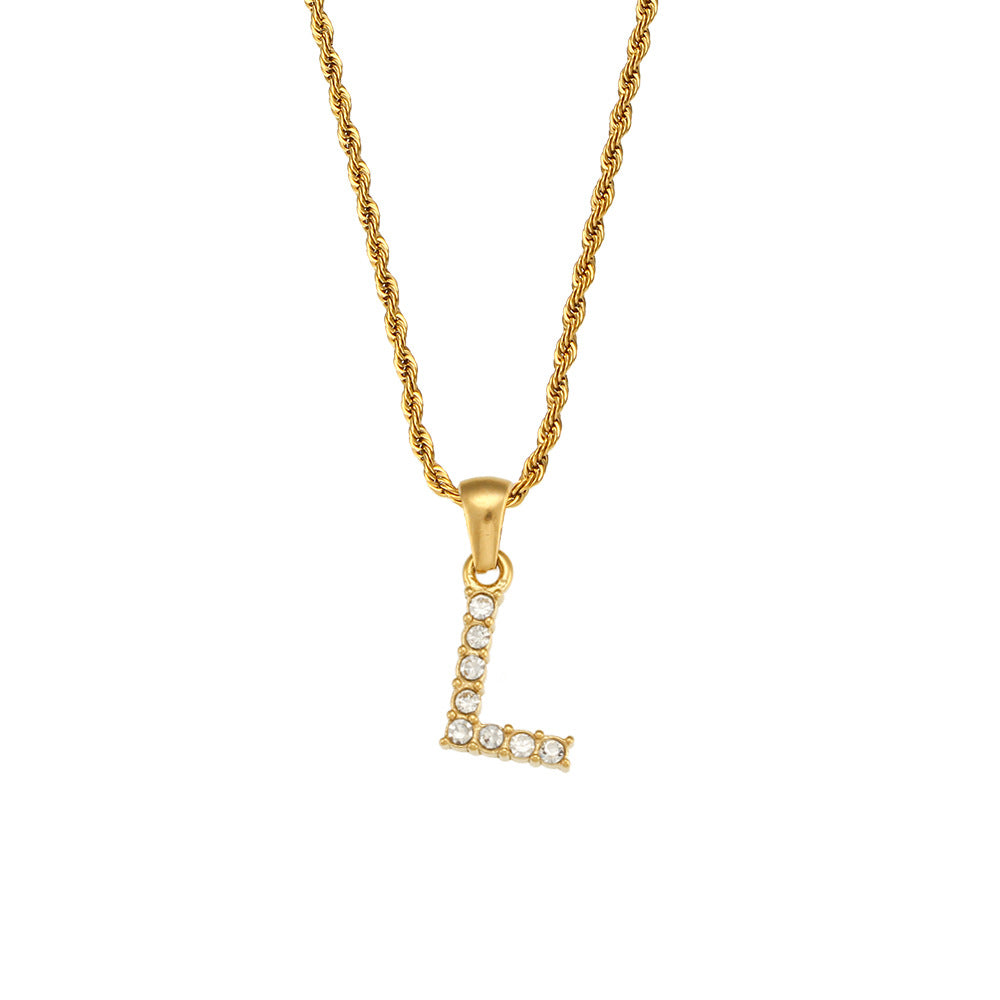 Collana da donna minimalista con pendente a lettera in stile Ins, catena in acciaio inossidabile e pendente in acciaio al titanio placcato