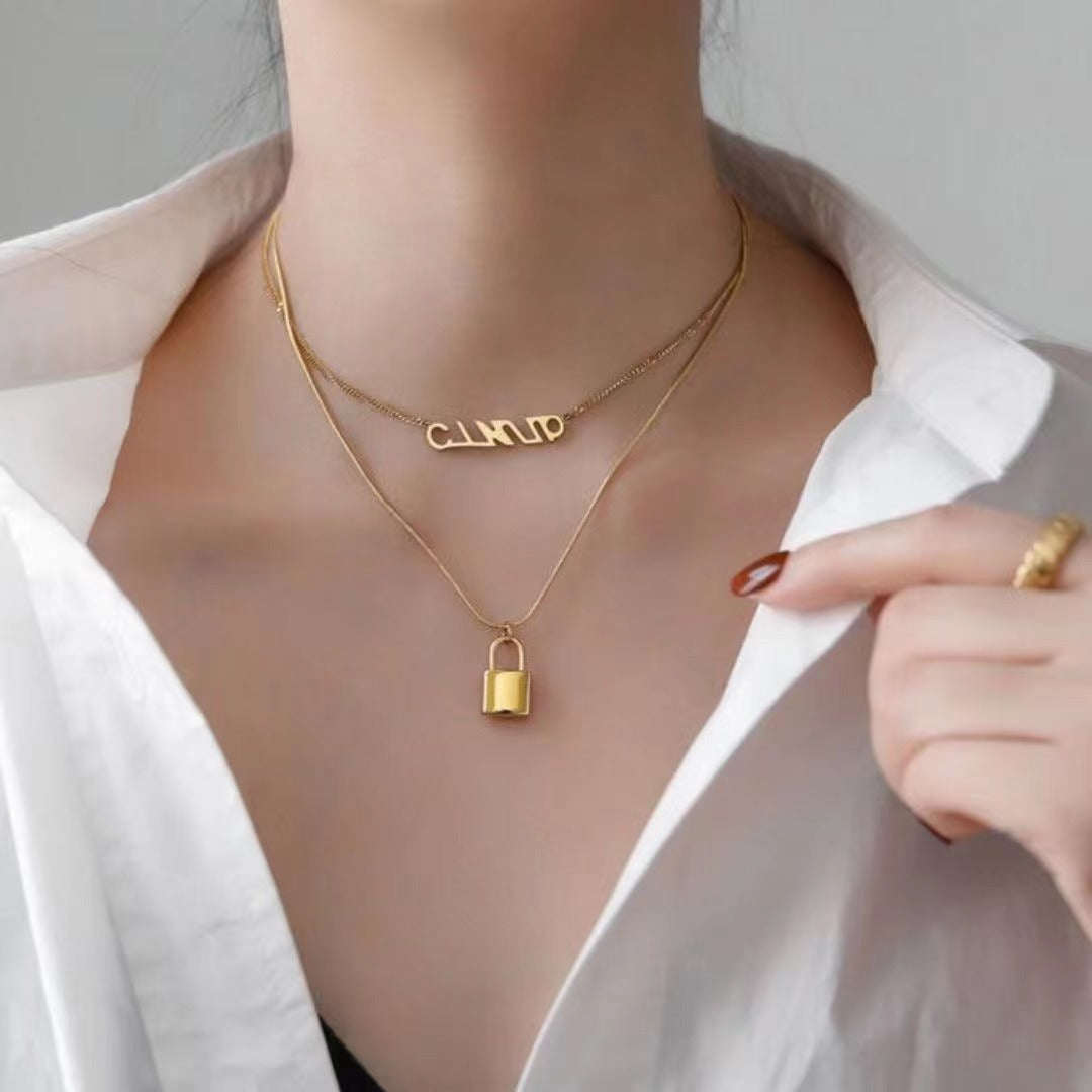 Minimalist Geometric Titanium Steel Snake Chain Necklace for Women with Vacuum Plating Finish Short Clavicle Layering Pendant