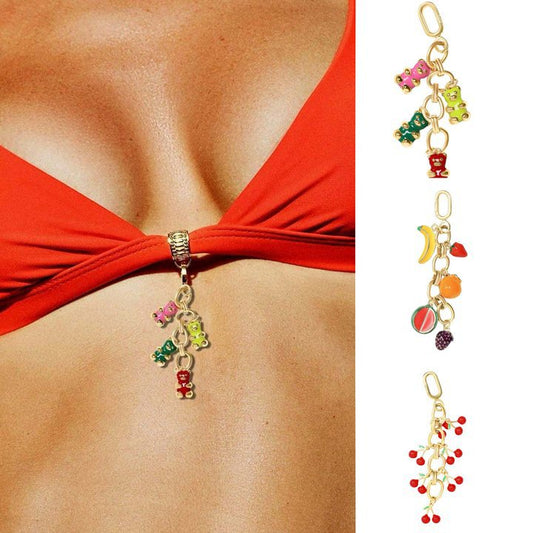 Vintage Geometric Stainless Steel PVD Plated Corn Chain Bikini Clasp Charm Bar