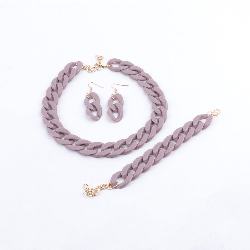 Minimalist Sweet Geometric Acrylic Pendant Necklace Set for Women
