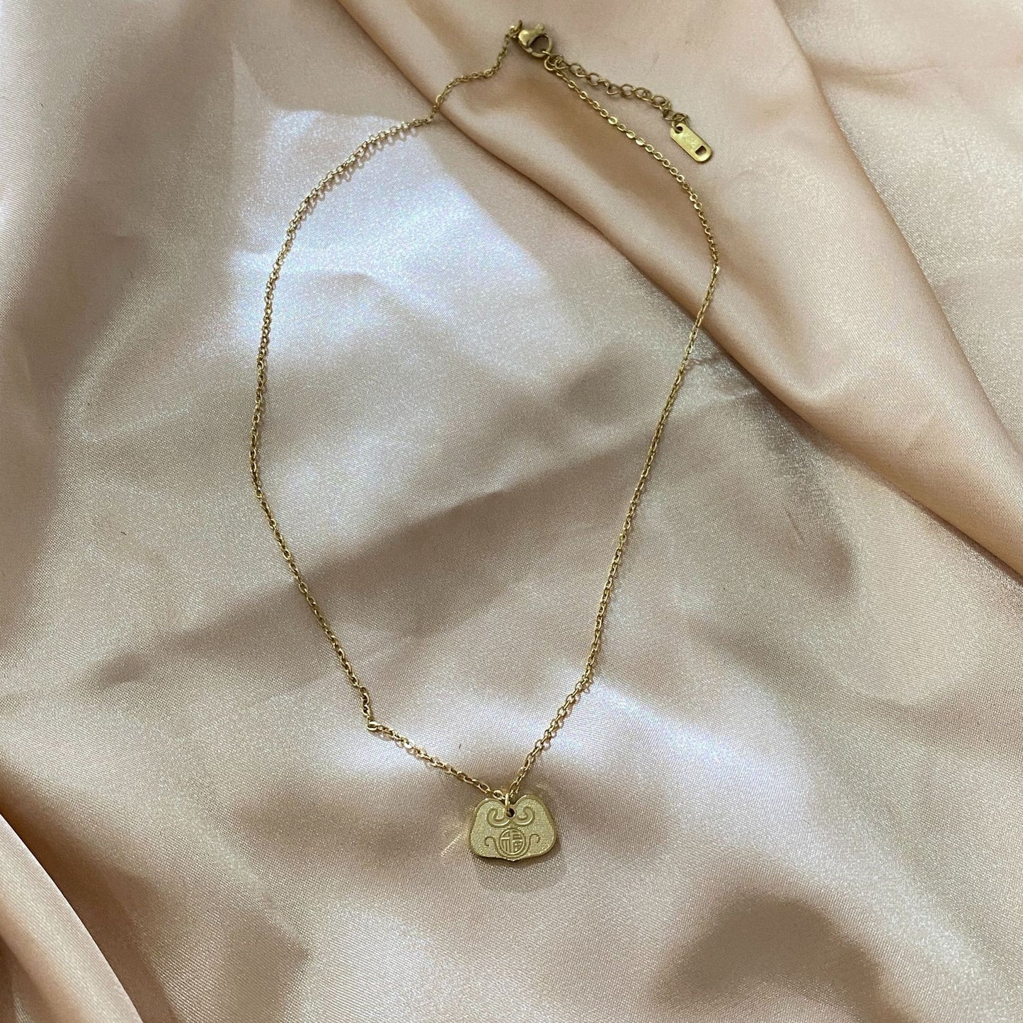 Minimalist Gold Plated Titanium Steel Letter Lock Necklace Unisex