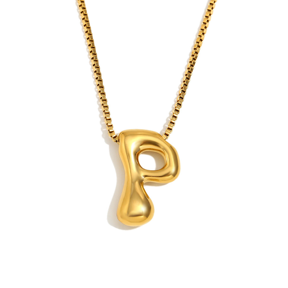 Minimalist Fashion Letter Necklace for Women Stainless Steel Pendant with 18K Gold Plating