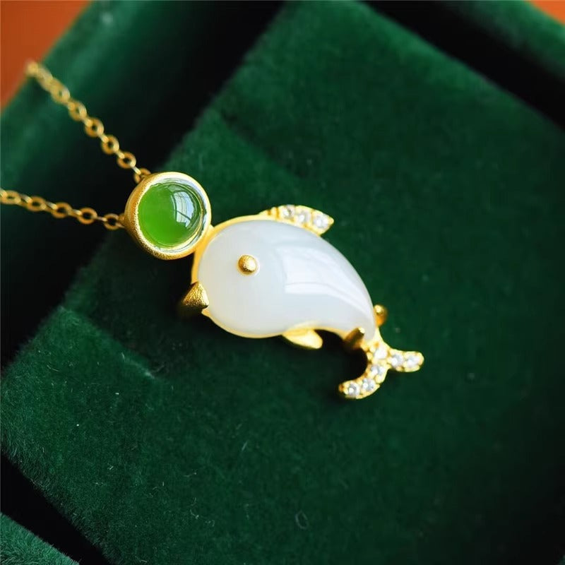 Minimalist Dolphin Pendant Necklace for Women and Men in Titanium Steel with Gold Plating on O-Chain