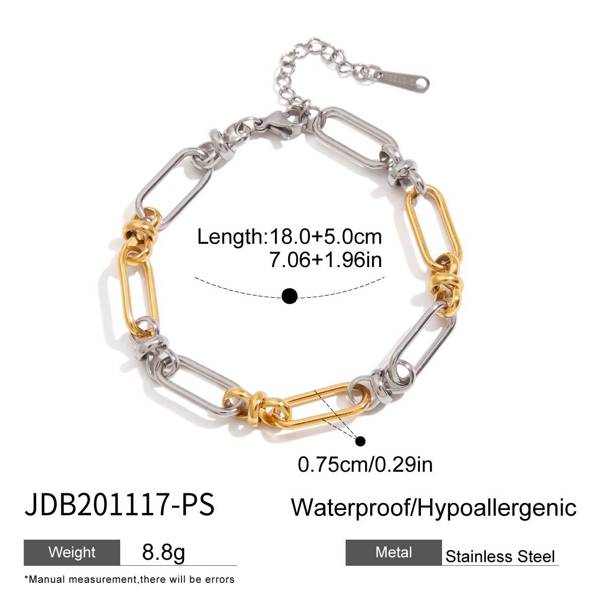 Geometric Plated Stainless Steel Cuban Link Chain Bracelet for Women