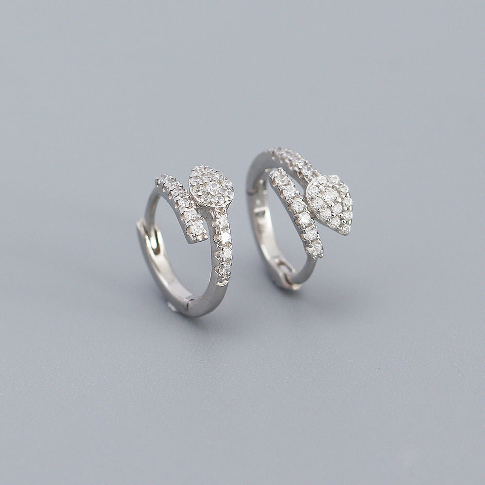 Sweet Streetwear 925 Sterling Silver Animal Cubic Zirconia Hoop Earrings