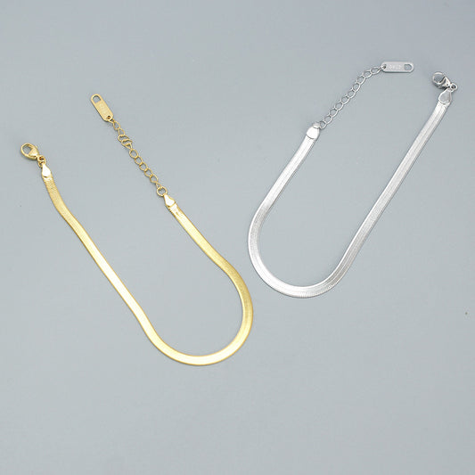 925 Sterling Silver Geometric Snake Chain Bracelet