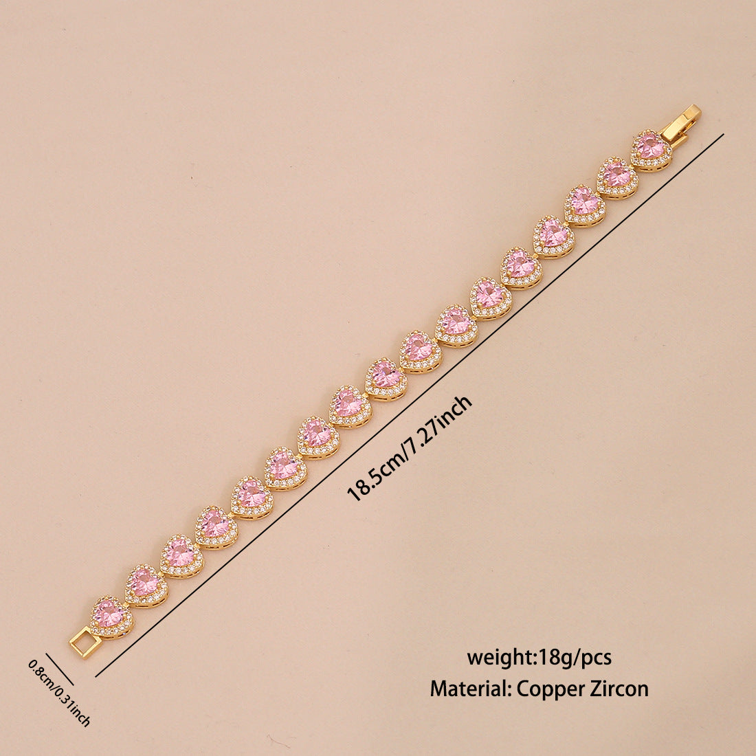 Bracciale da donna alla moda con zirconi cubici a forma di cuore e pavé piccolo, stile OL