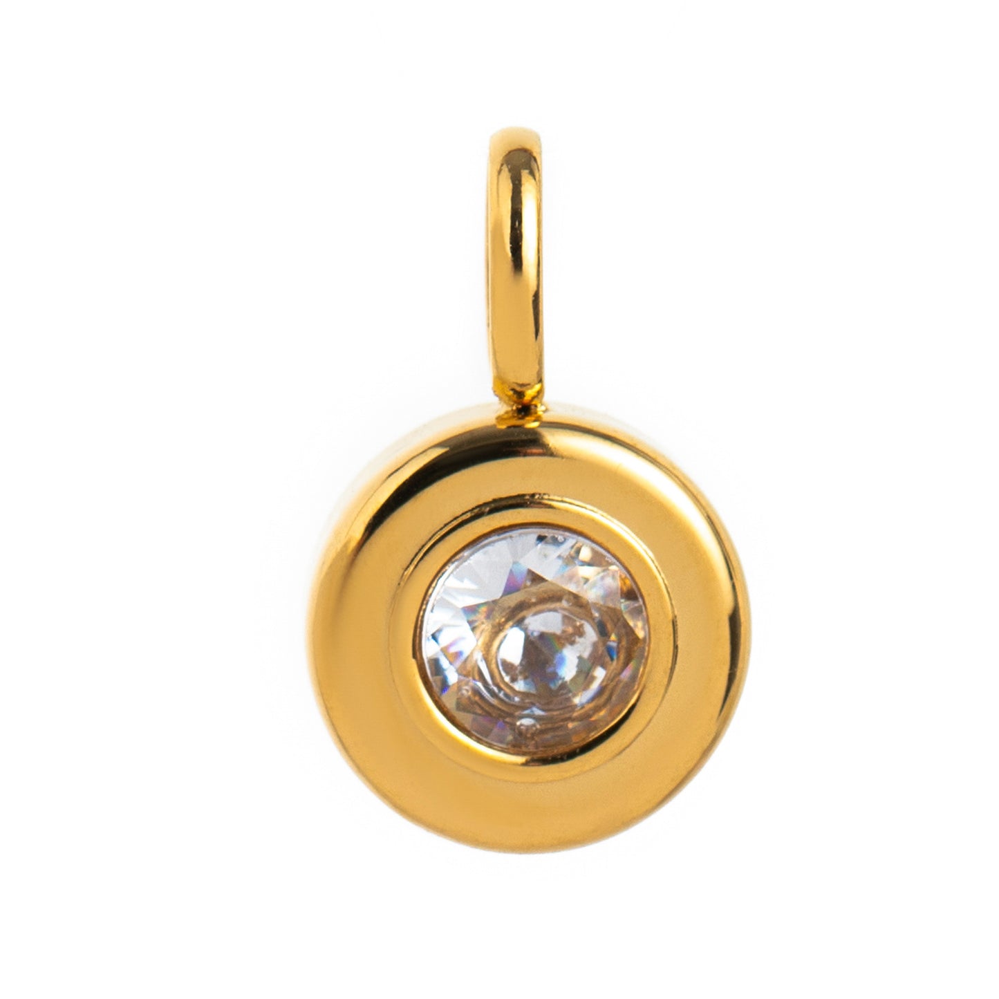 18K Gold Plated Stainless Steel Geometric Birthstone Charm Bar with Cubic Zirconia PVD Coating for DIY Shoe Accessories