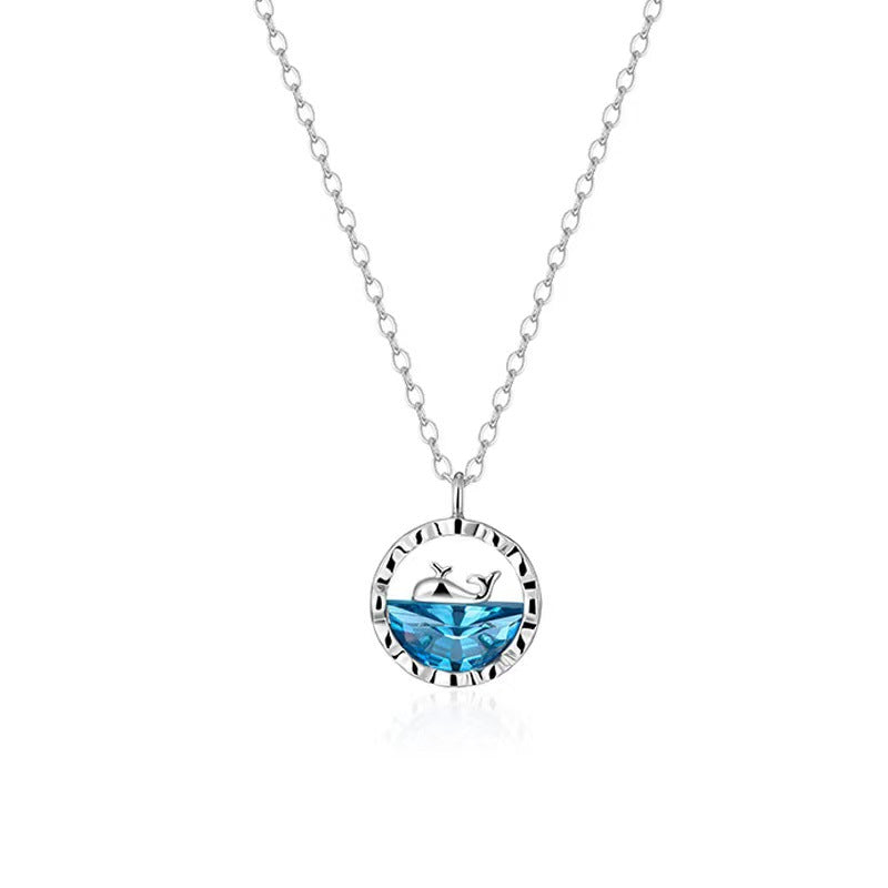 Collar Minimalista de Cola de Ballena de Acero Titanio Geométrico Dulce con Cadena de Cable con Baño de PVD para Mujer