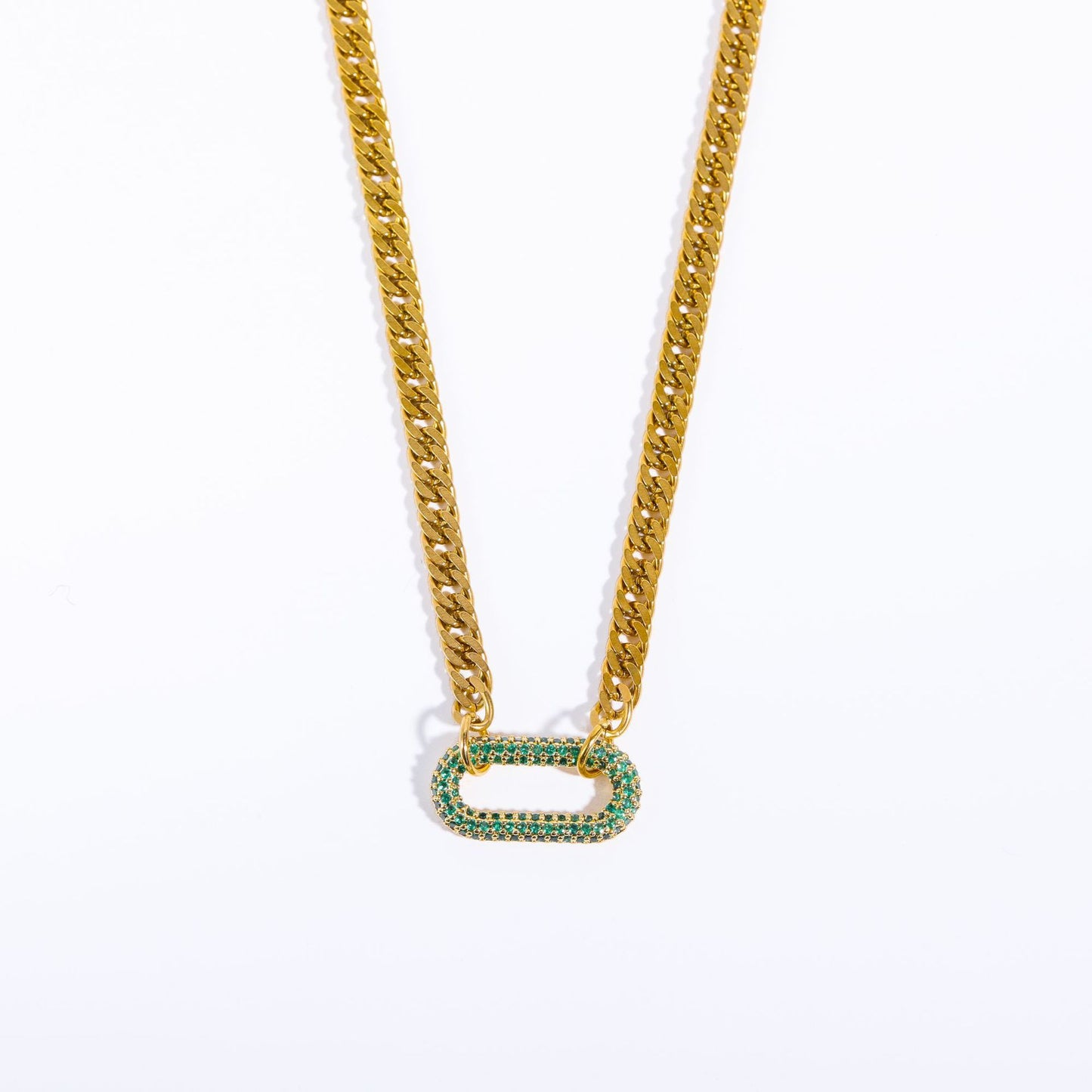 Minimalist Geometric Square Pendant Necklace in Titanium Steel with Rhinestone Pave Setting and Plated Finish for Women