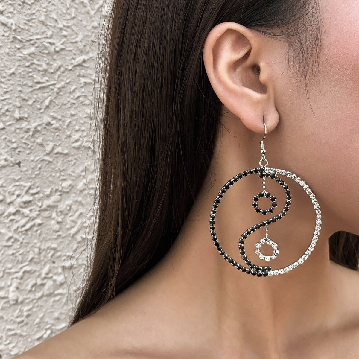 Vintage Ethnic Geometric Rhinestone Brass Earrings