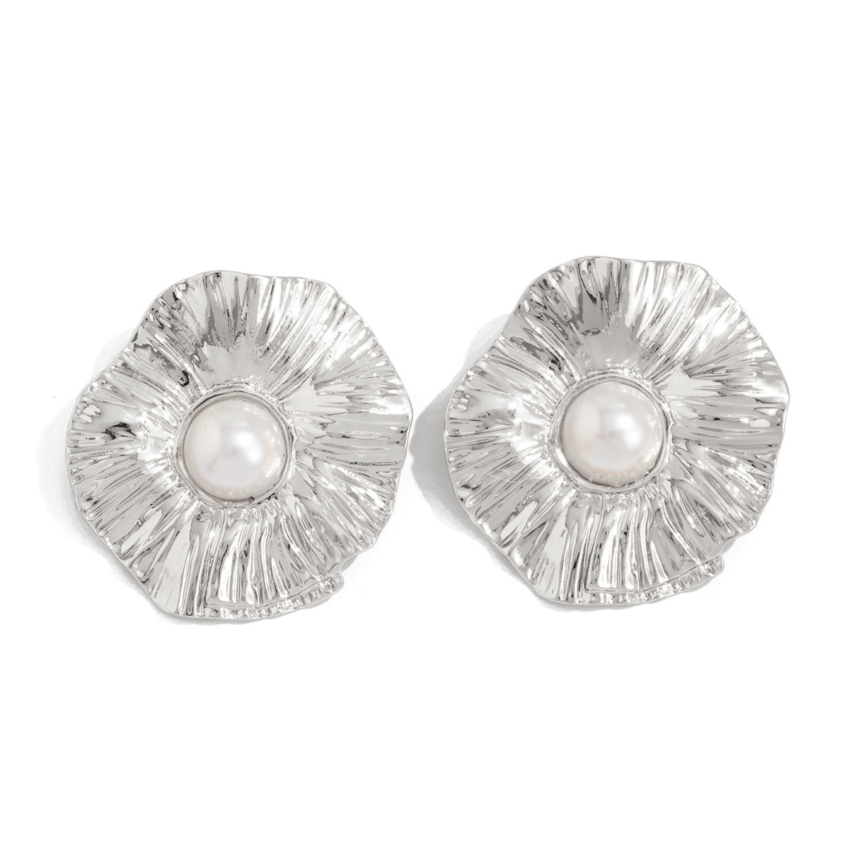 Elegant Geometric Floral Alloy Plated Imitation Pearl Earrings for Women