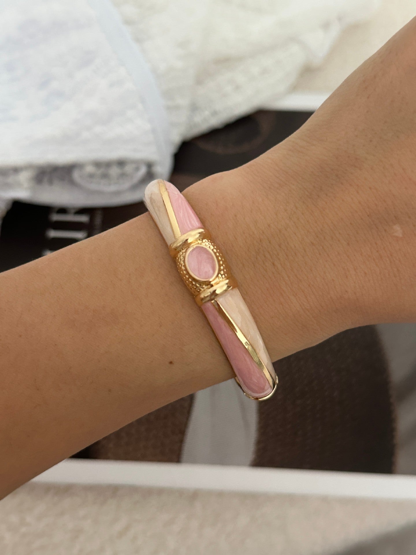 Ethnic Geometric Enamel Plated Alloy Bamboo Bangle for Women
