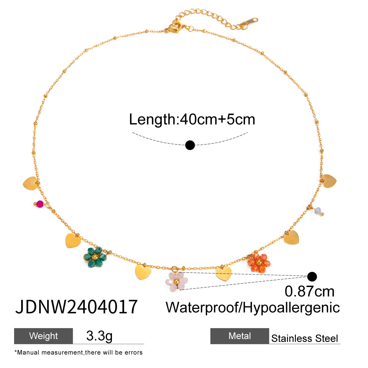 Collana con pendente bohémien geometrico in acciaio al titanio placcato oro con dettagli floreali da donna