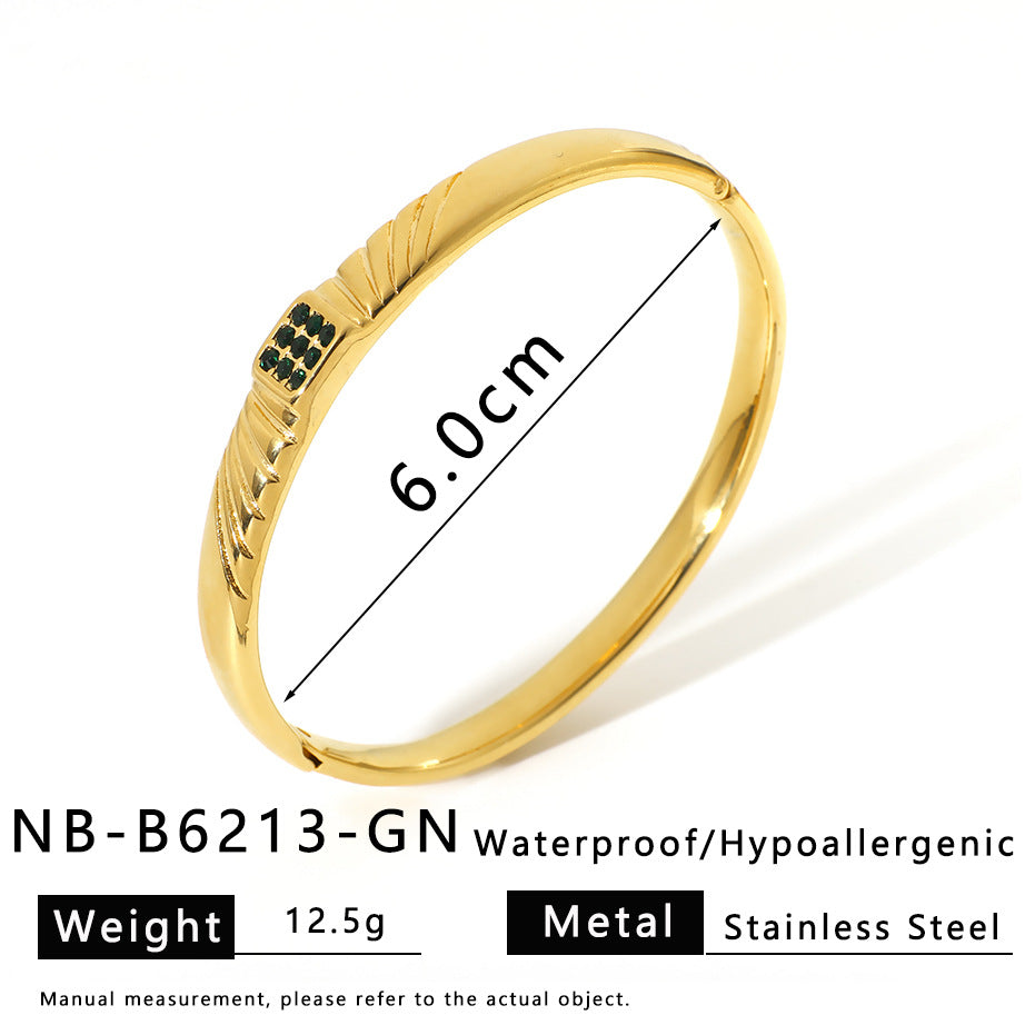 Bracciale da donna in acciaio inossidabile geometrico minimalista con placcatura sottovuoto in oro 18 carati