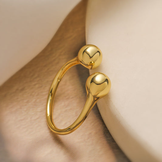 Minimalist Geometric Open-Fit Copper Ring with Gold Plating for Women