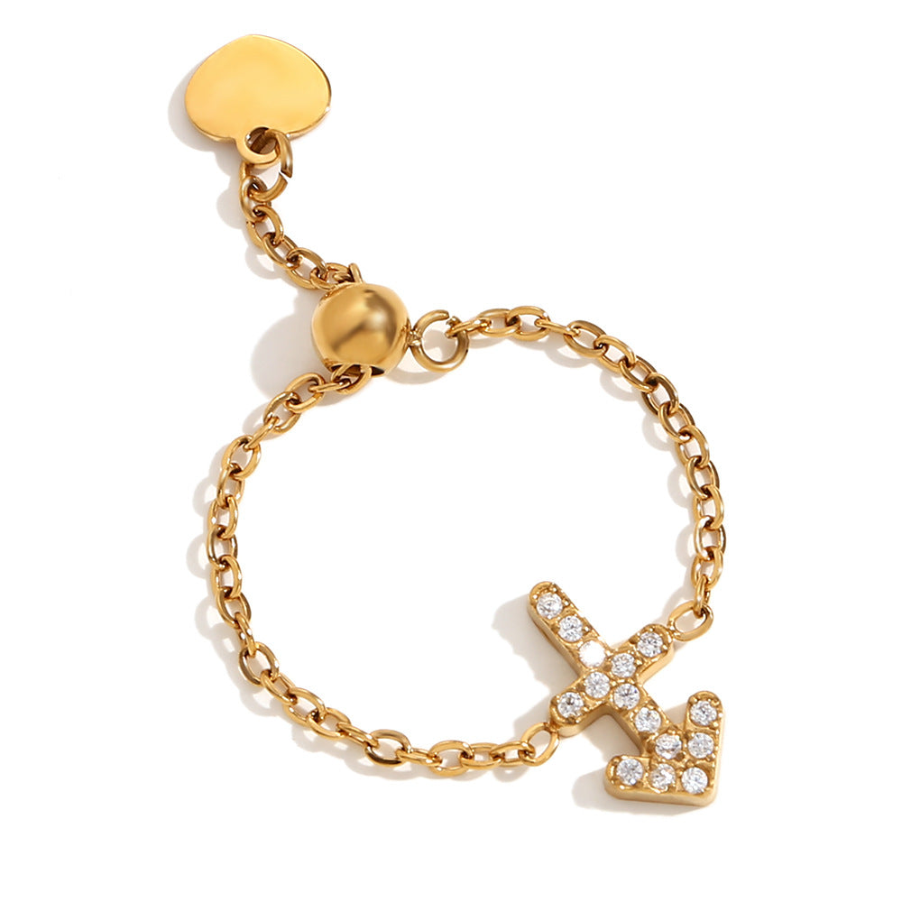 Collana con ciondolo a tema zodiacale in acciaio inossidabile placcato oro 18 carati e cordino regolabile da donna