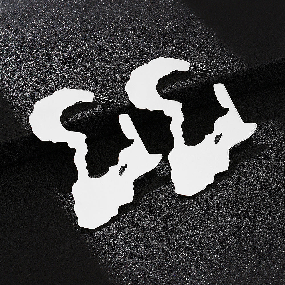 Pendientes étnicos vintage geométricos de acero inoxidable con acabado chapado para mujer
