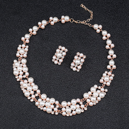 Vintage Palace Style Round Polka Dot Alloy Necklace and Earrings Set with Electroplated Finish for Women