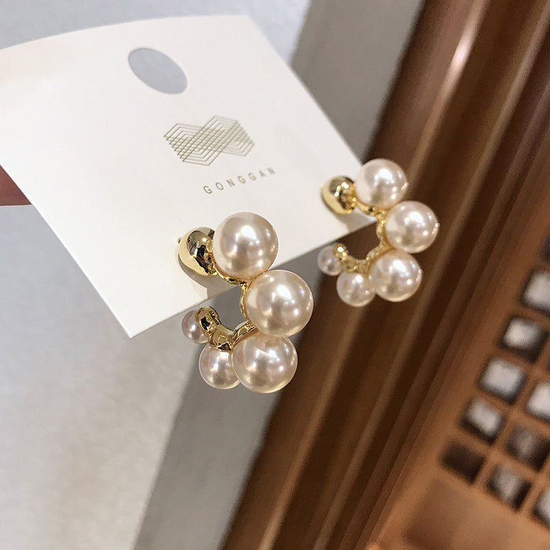 Minimalist Geometric Drop Earrings with Zircon and Pearl Accents in Gold-Plated Copper and 925 Sterling Silver Posts