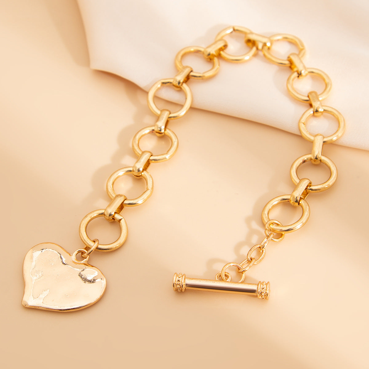 Minimalist Heart & Irregular Geometric Alloy Plated Bracelet for Women