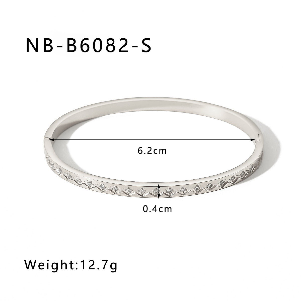 Minimalist Narrow Stainless Steel Bracelet with 18K Gold Plating and Rhinestone Inlay, Geometric Diamond-Shaped Toggle Clasp