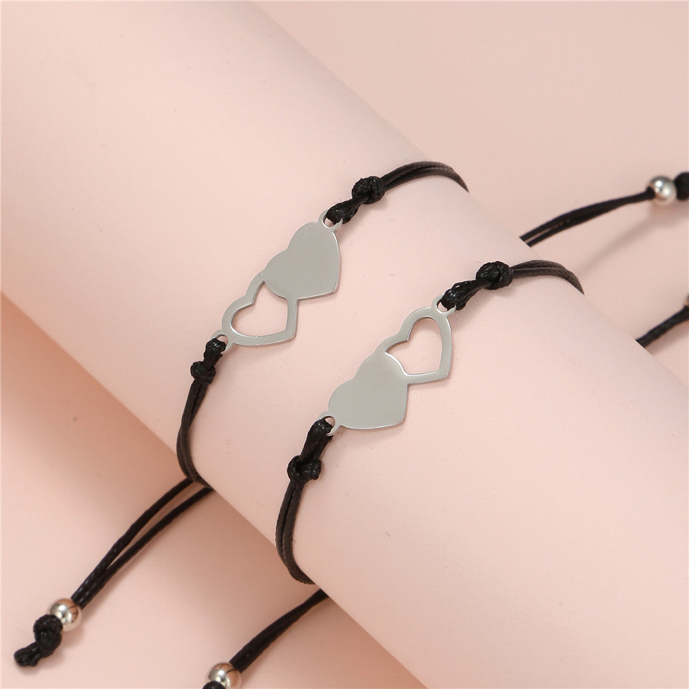 Heart Geometric Titanium Steel Bracelet for Unisex
