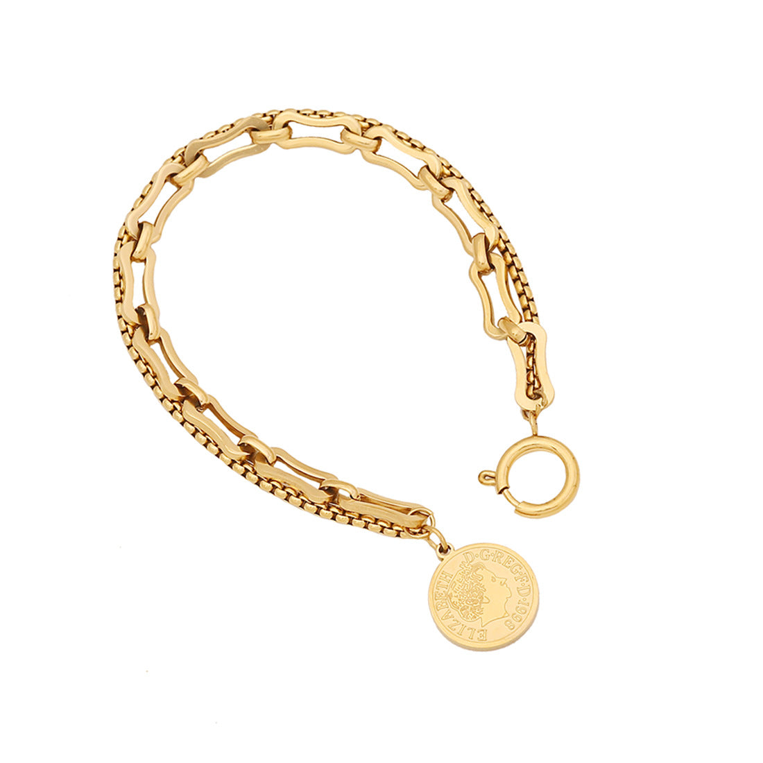 Collana con ciondolo a moneta personalizzata da donna in acciaio inossidabile con finitura placcata