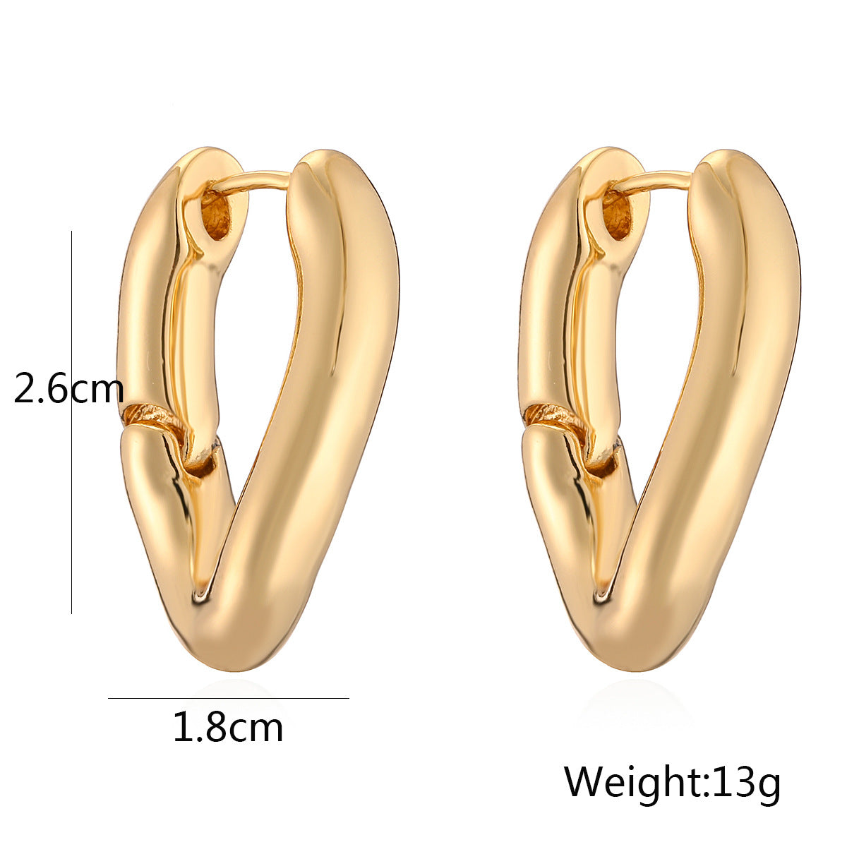 Orecchini da donna minimalisti con forme geometriche irregolari, in rame e placcatura in oro vero