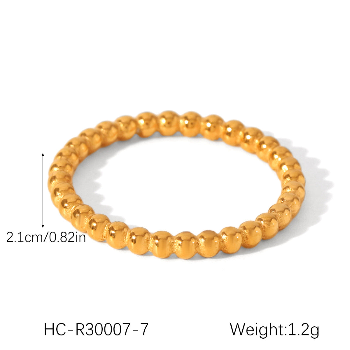 Ins Style Twisted Stainless Steel Ring with Beaded Detail and Starry Chain Design for Women