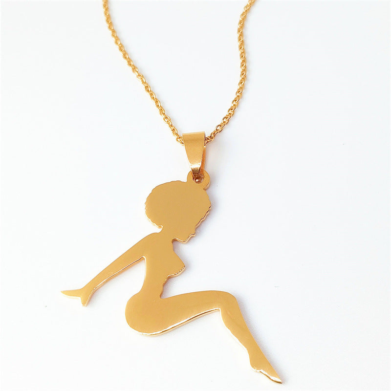Minimalist Geometric Pendant Necklace for Women in Stainless Steel with Titanium Steel Charm and Plated Finish