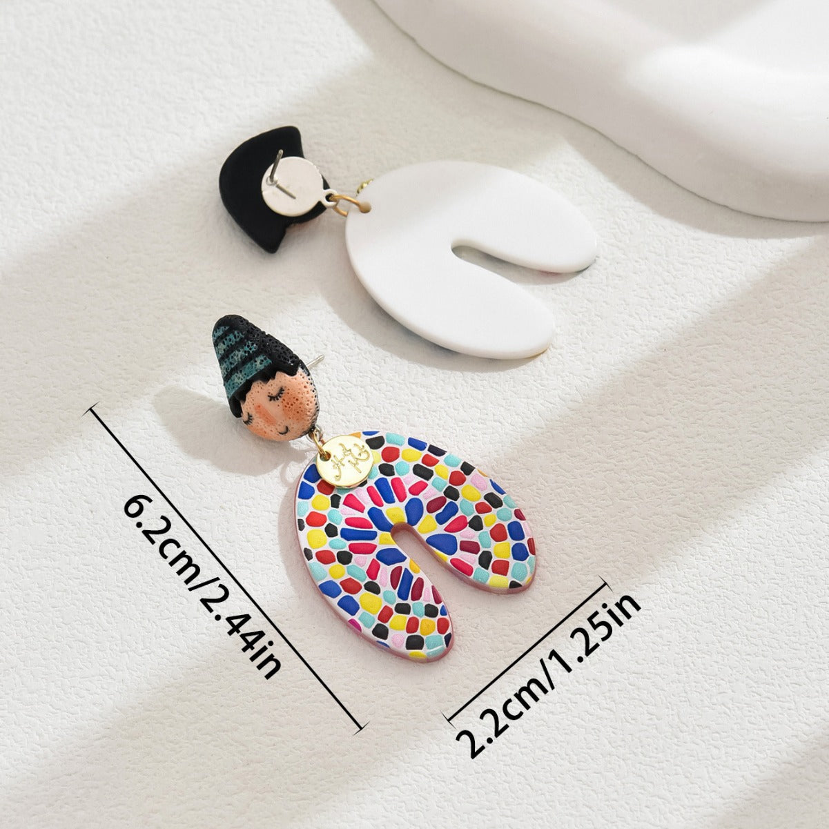 Cartoon Character Acrylic Stud Earrings with Indigenous Doll Design Unisex Fashion Jewelry