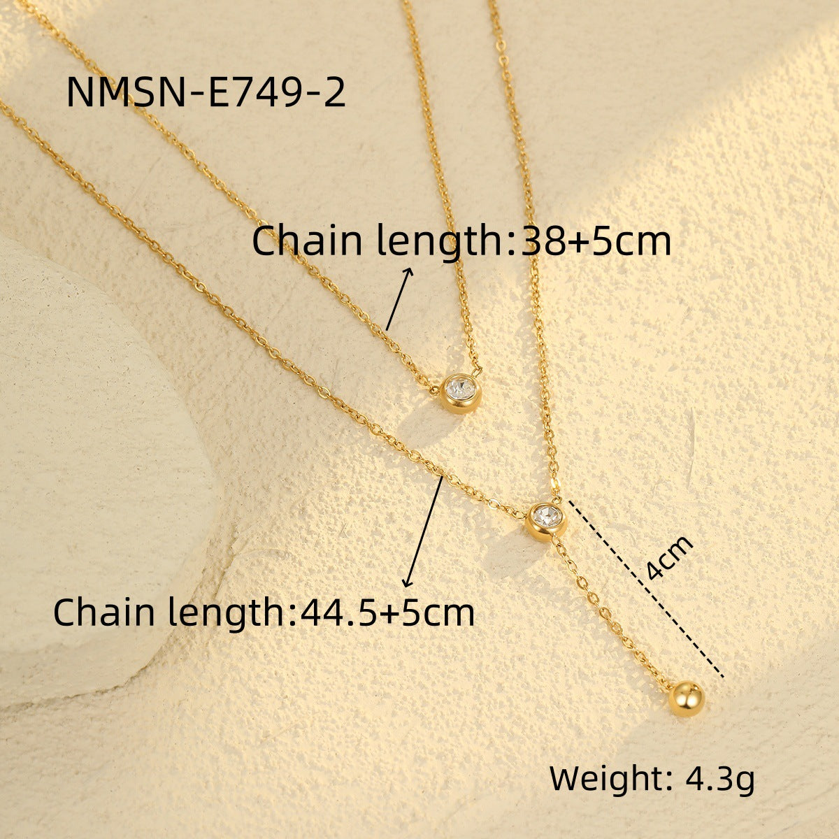 Minimalist Double-Layer Tassel Pendant Necklace in Stainless Steel with Electroplated Finish for Women