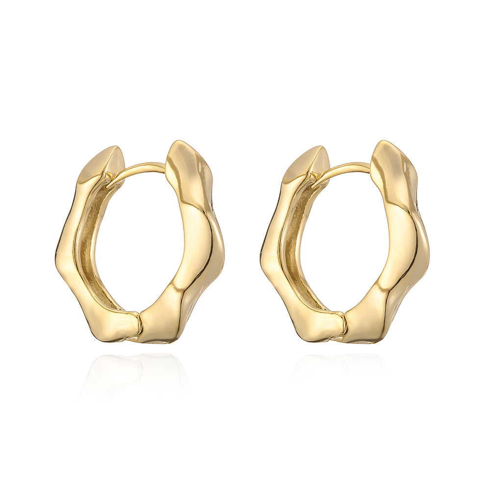Minimalist Geometric Copper Hoop Earrings with Gold Plating for Women