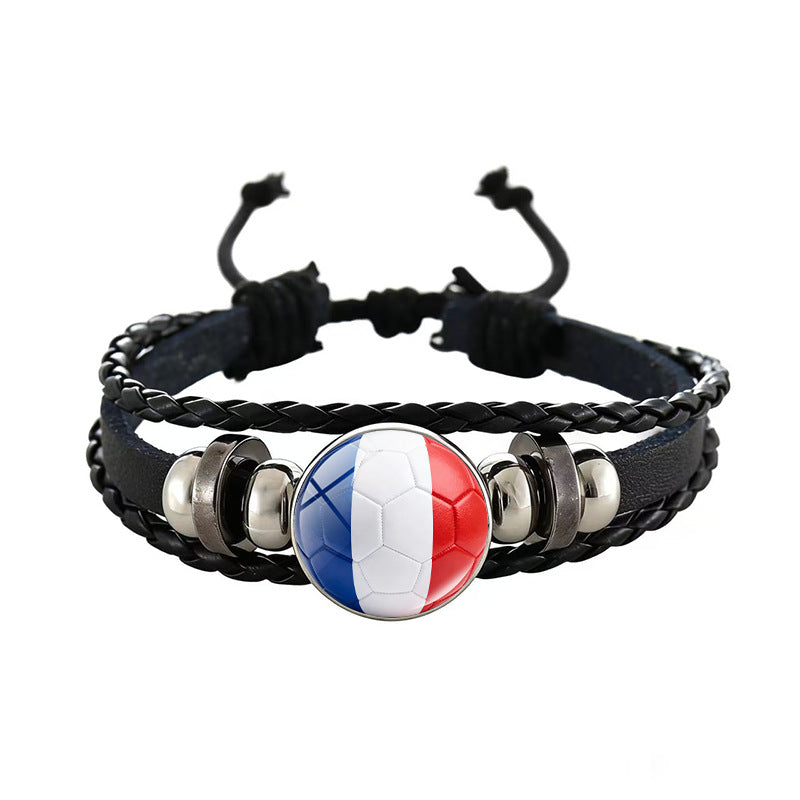 Unisex Geometric Round Braided Leather Bracelet Adjustable Handmade Wristband