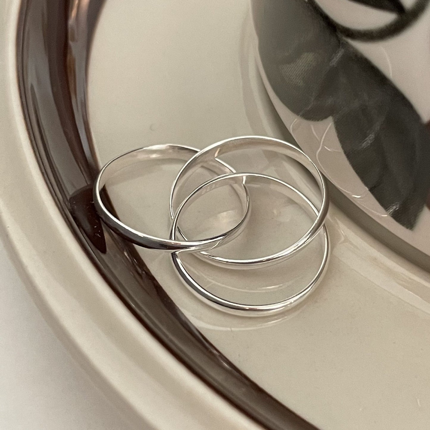 Anello geometrico minimalista da donna in argento sterling, design di tendenza, argento 925, stile unisex