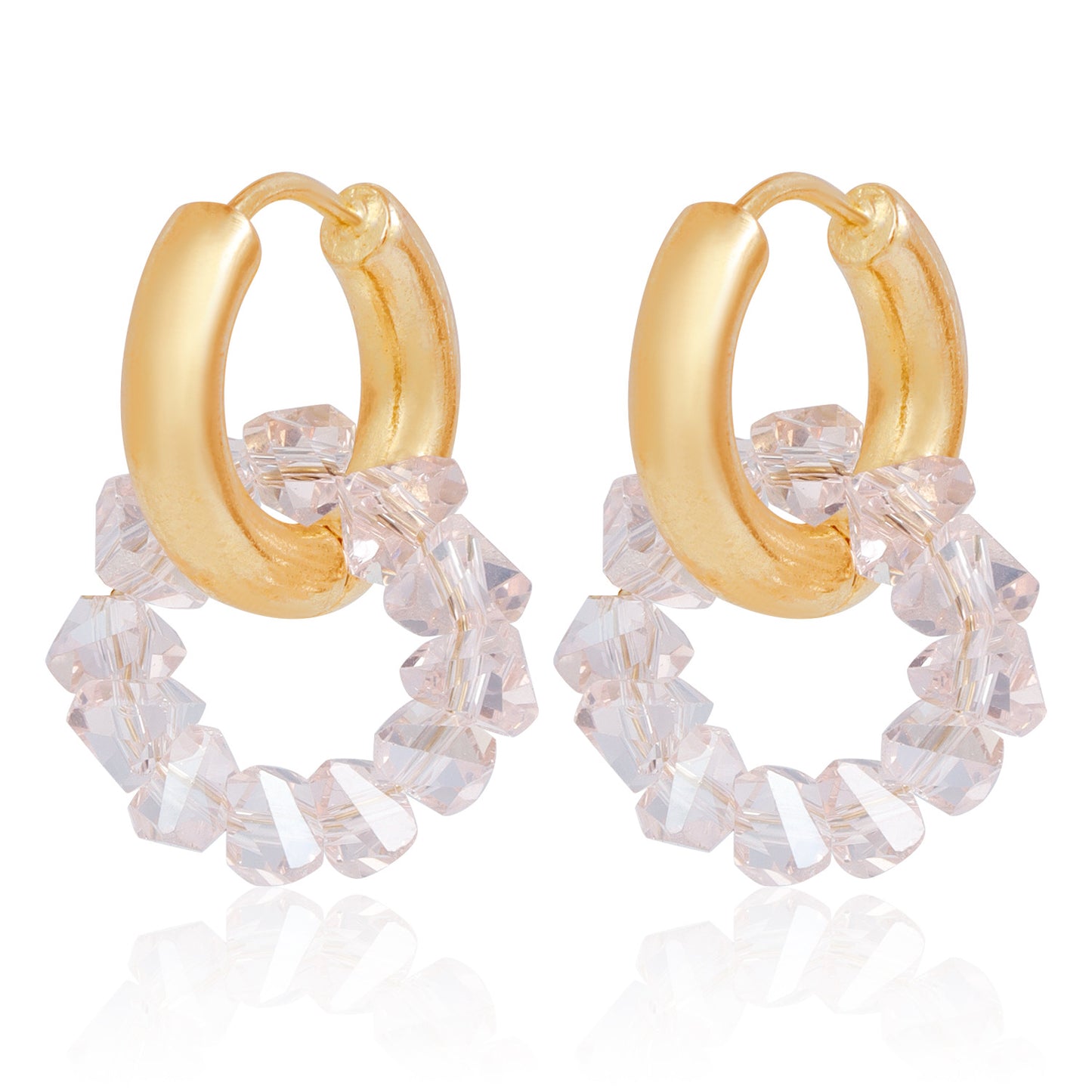 Pendientes de doble aro geométricos en metal chapado para mujer con postes de acero inoxidable