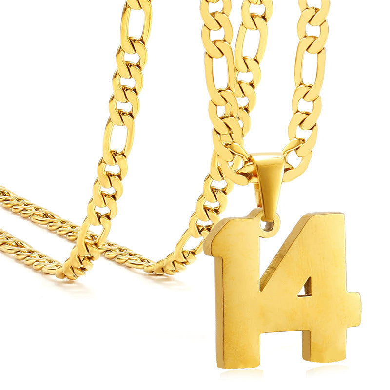 Minimalist Numeric Pendant Necklace for Men and Women Stainless Steel Chain with Polished Titanium Steel Charm