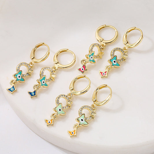 Pendientes Geométricos Minimalistas de Cobre con Baño de Oro de 18K para Mujer