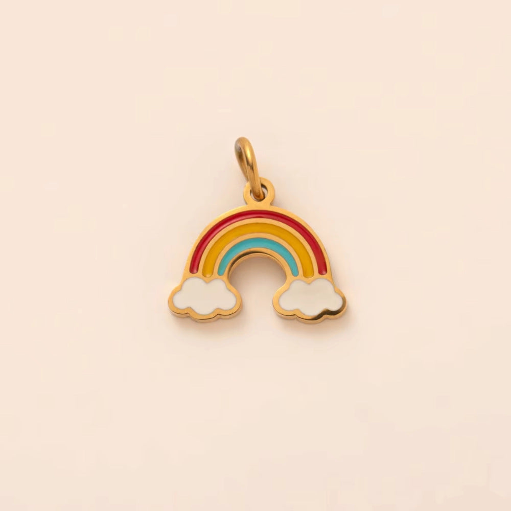 Vintage 18K Gold Plated Stainless Steel Star Pendant Charm Bar for Women