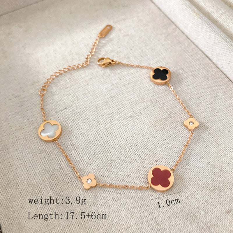 Minimalist Elegant Titanium Steel Plated Leaf Geometric Bracelet for Women